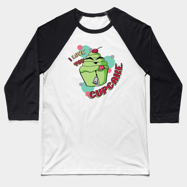 GIR Loves Cupcakes Baseball T-Shirt by KitsuneIllustrations